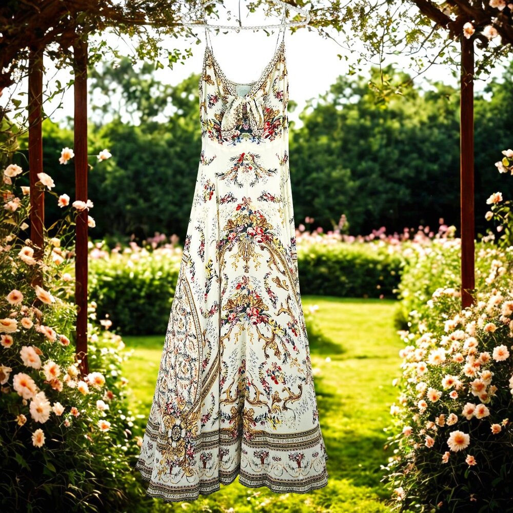 Camilla Olympe Ode Long Dress with Tie Front – Size M